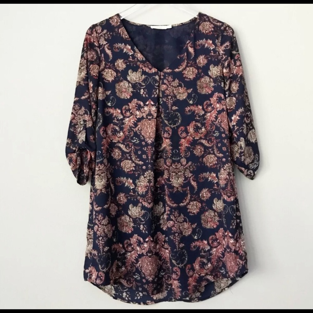 Lush Navy Print Dress, Size Medium - new w/tags